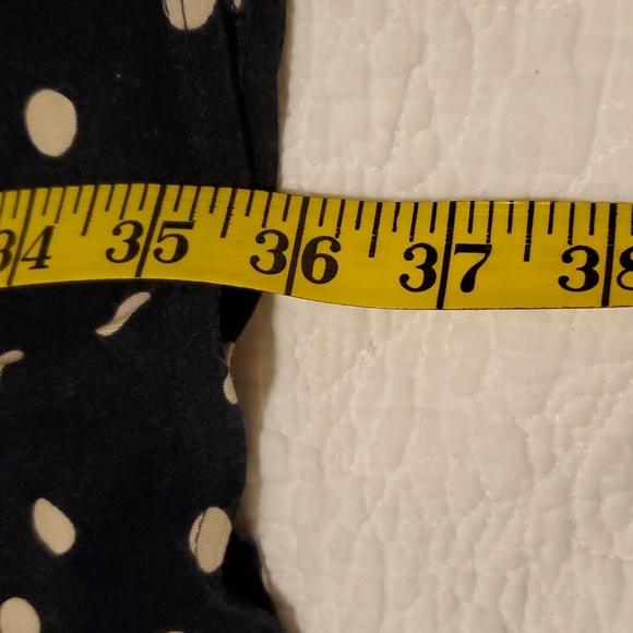 Cleo petite faux wrap blue and cream polka dotted dress in size large petite - Picture 13 of 13